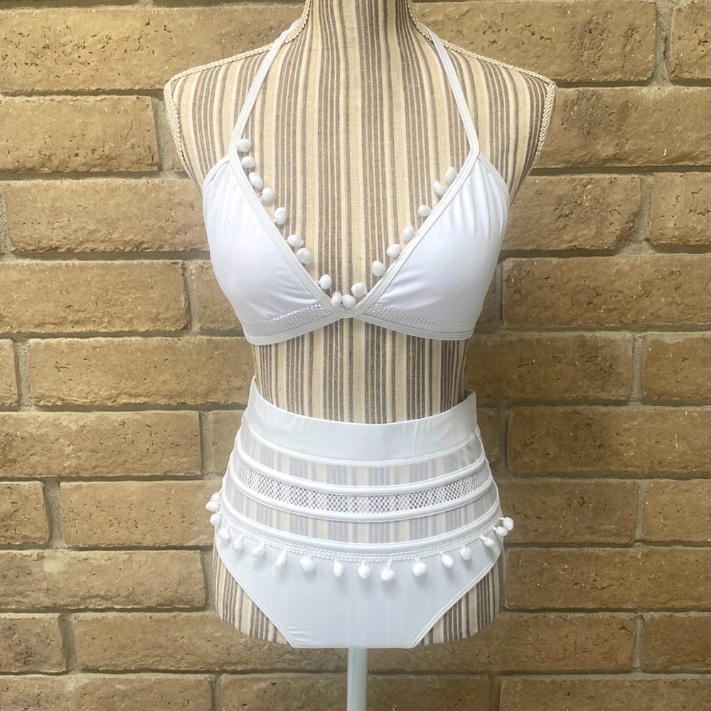 Women’s high Waisted two piece Bikini set stripped tassel swimsuit